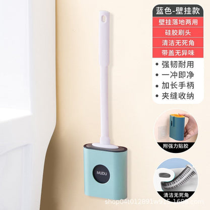 No Punch Wall Mounted Long Handle Silicone Toilet Brush