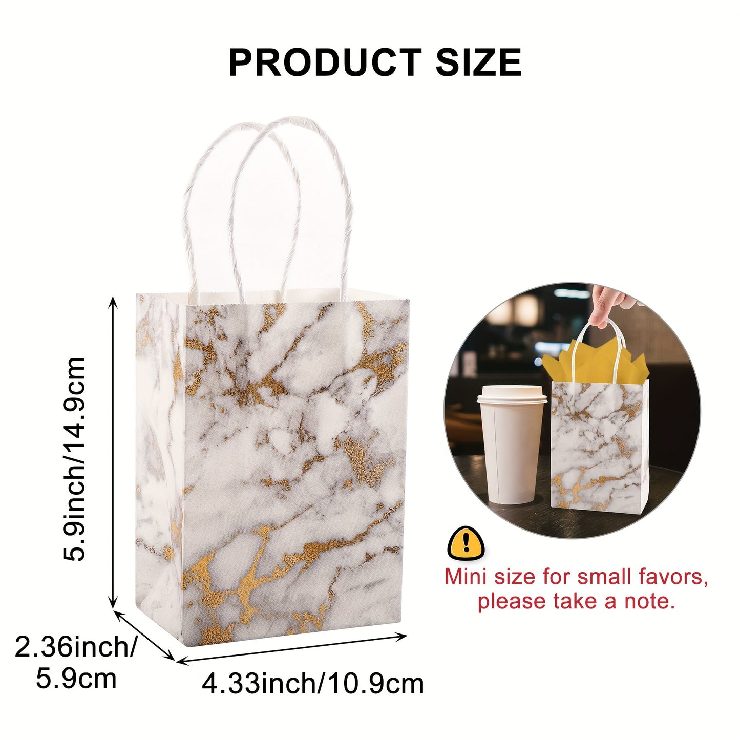 50pcs, Marble Pattern Kraft Paper Tote Bags, 25 White Golden And 25 Black Golden, Small Business Supplies, Shopping Bag, Party Bag, Party Gift Bag, Craft Tote Bag, Party Favors, Birthday Decor, Party Gift Decor, Wedding Decor, Party Supplies