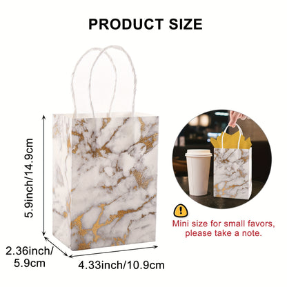 50pcs, Marble Pattern Kraft Paper Tote Bags, 25 White Golden And 25 Black Golden, Small Business Supplies, Shopping Bag, Party Bag, Party Gift Bag, Craft Tote Bag, Party Favors, Birthday Decor, Party Gift Decor, Wedding Decor, Party Supplies