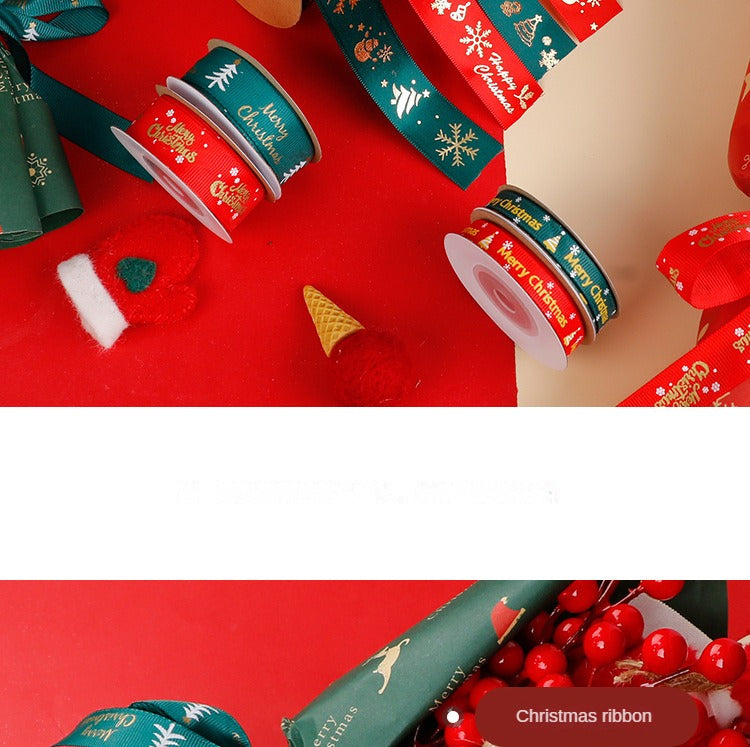 SC-Christmas Gift Wrapping,Ribbon,Colored Ribbon,Foil-Stamped DIY Gift Box,Decorative Satin Ribbon.Wholesale Floral Packaging Materials