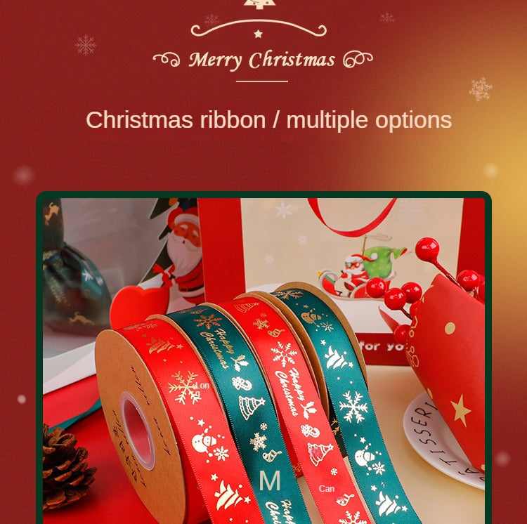SC-Christmas Gift Wrapping,Ribbon,Colored Ribbon,Foil-Stamped DIY Gift Box,Decorative Satin Ribbon.Wholesale Floral Packaging Materials