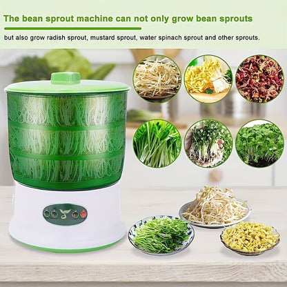US Plug Fully Automatic Intelligent Household Mini Portable Bean Sprout Machine, Large Capacity Multifunctional Bean Sprout Vegetable Barrel Vegetable Machine, Self-Made Soybean Sprout, Mung Bean Sprout Bean Sprout Machine Produced Soybean Sprout Can