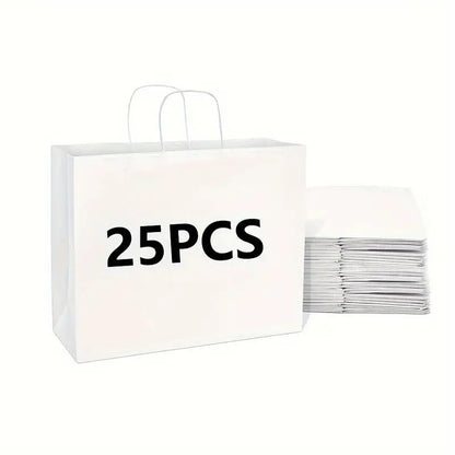25 Packs, Large Brown Paper Bags With Handles Kraft Gift Bags Bulk, 12.5 * 4.3 * 9.8 Inch For Birthday Party Grocery Retail Shopping Business, Cheapest Items Available, Sale, Shopping Bag, Party Bag, Party Gift Bag, Craft Tote Bag