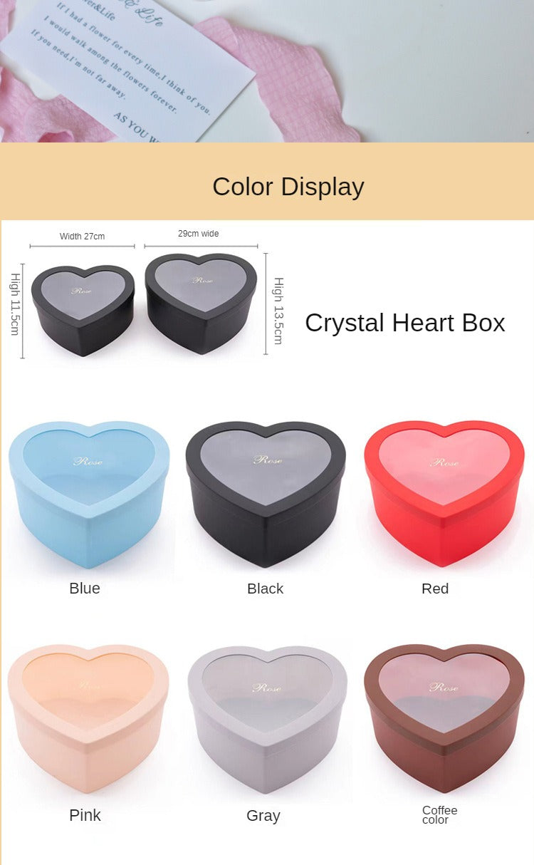 2pcs Heart Shaped Flower Box Floral Gift Boxes with Transparent Window Lids Luxury Style Flower Arrangements Valentines Day Jewe
