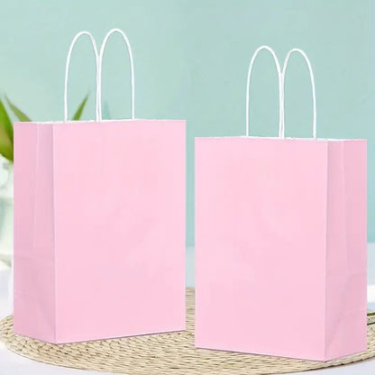 8/12/25/50pcs, Peach Pink Cute And Lively Handheld Paper Bags Gift Bags, Birthday Party Gift Bags, Wedding Gift Bags, Bride's Gift Giving Meeting, Suitable For Various Festival Party Celebrations, Small Business Supplies, Shopping Bag, Party Gift Bag
