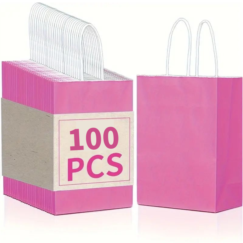 8/12/25/50/100pcs, Valentine's Day Gift Bags, Wedding Gift Bags, Fashionable And Vibrant Pink, Made Of Kraft Paper With Handles, 6.3*3.15*8.26 Inches, Suitable For Wedding And Birthday Gift Bags, And More Suitable For Various Holiday Party Gift Bags