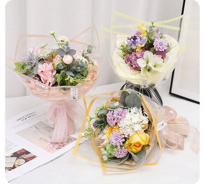 AT-Transparent Fresh Flower Wrapping Paper,Colored Border Waterproof Dust-proof Flower Bouquet Wrapping Glass Paper,Flower Shop Floral Packaging Materials