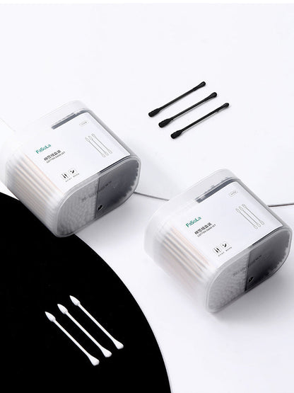 300pcs Natural Cotton Swabs With Storage Box - Perfect for Makeup & Ear Care!