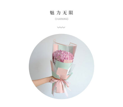 AT-Transparent Fresh Flower Wrapping Paper,Colored Border Waterproof Dust-proof Flower Bouquet Wrapping Glass Paper,Flower Shop Floral Packaging Materials