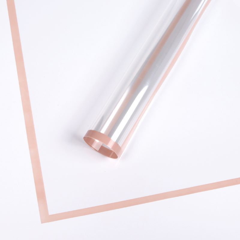 AT-Transparent Fresh Flower Wrapping Paper,Colored Border Waterproof Dust-proof Flower Bouquet Wrapping Glass Paper,Flower Shop Floral Packaging Materials