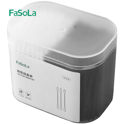 300pcs Natural Cotton Swabs With Storage Box - Perfect for Makeup & Ear Care!