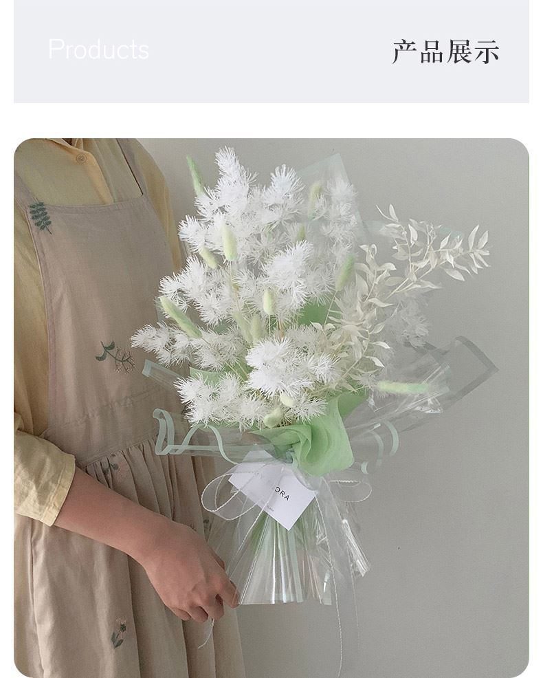 AT-Transparent Fresh Flower Wrapping Paper,Colored Border Waterproof Dust-proof Flower Bouquet Wrapping Glass Paper,Flower Shop Floral Packaging Materials