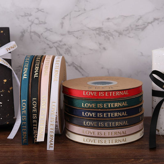 SE-1cm Hot Stamped Spiral Satin Ribbon，Flower Wrapping Ribbon，Bouquet Wrapping Ribbon，Gift Cake Packaging Ribbon