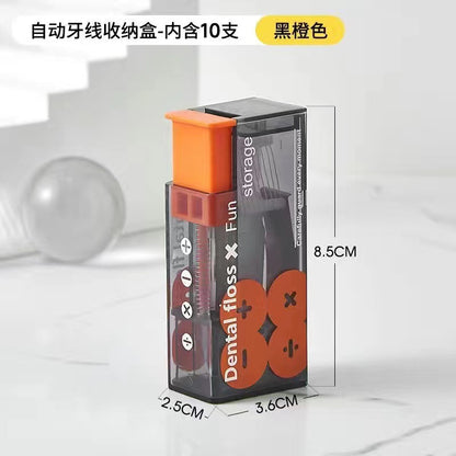 1set Portable Automatic Pop-up Dental Floss Storage Box, Creative Lighter Style, Dental Floss Picks Dispenser Storage Box, Containing 10 Flosses