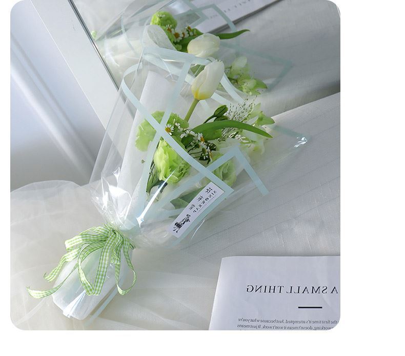 AT-Transparent Fresh Flower Wrapping Paper,Colored Border Waterproof Dust-proof Flower Bouquet Wrapping Glass Paper,Flower Shop Floral Packaging Materials