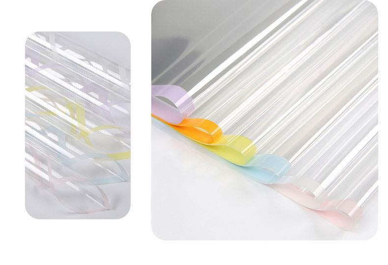 AT-Transparent Fresh Flower Wrapping Paper,Colored Border Waterproof Dust-proof Flower Bouquet Wrapping Glass Paper,Flower Shop Floral Packaging Materials