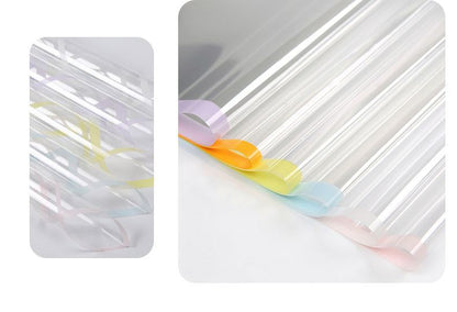 AT-Transparent Fresh Flower Wrapping Paper,Colored Border Waterproof Dust-proof Flower Bouquet Wrapping Glass Paper,Flower Shop Floral Packaging Materials