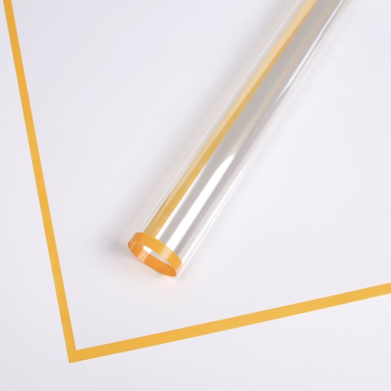 AT-Transparent Fresh Flower Wrapping Paper,Colored Border Waterproof Dust-proof Flower Bouquet Wrapping Glass Paper,Flower Shop Floral Packaging Materials