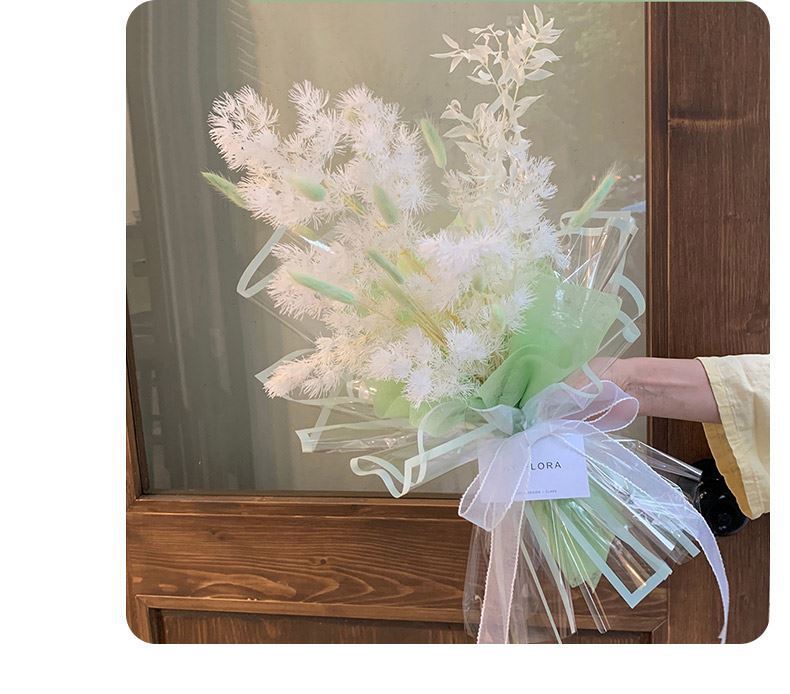 AT-Transparent Fresh Flower Wrapping Paper,Colored Border Waterproof Dust-proof Flower Bouquet Wrapping Glass Paper,Flower Shop Floral Packaging Materials