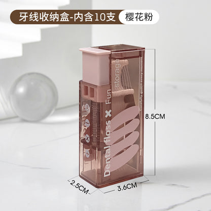 1set Portable Automatic Pop-up Dental Floss Storage Box, Creative Lighter Style, Dental Floss Picks Dispenser Storage Box, Containing 10 Flosses