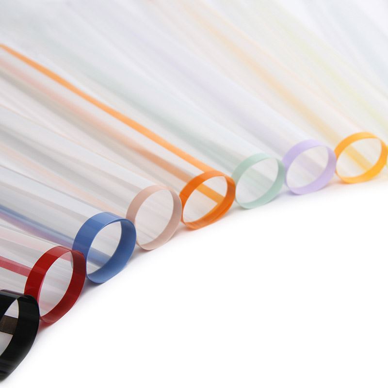AT-Transparent Fresh Flower Wrapping Paper,Colored Border Waterproof Dust-proof Flower Bouquet Wrapping Glass Paper,Flower Shop Floral Packaging Materials