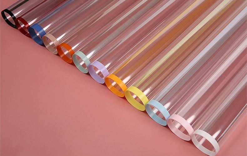 AT-Transparent Fresh Flower Wrapping Paper,Colored Border Waterproof Dust-proof Flower Bouquet Wrapping Glass Paper,Flower Shop Floral Packaging Materials