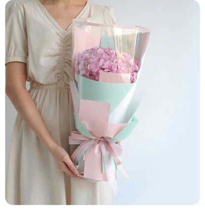 AT-Transparent Fresh Flower Wrapping Paper,Colored Border Waterproof Dust-proof Flower Bouquet Wrapping Glass Paper,Flower Shop Floral Packaging Materials