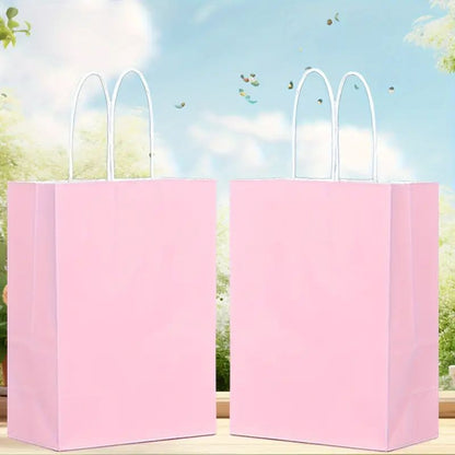 8/12/25/50pcs, Peach Pink Cute And Lively Handheld Paper Bags Gift Bags, Birthday Party Gift Bags, Wedding Gift Bags, Bride's Gift Giving Meeting, Suitable For Various Festival Party Celebrations, Small Business Supplies, Shopping Bag, Party Gift Bag