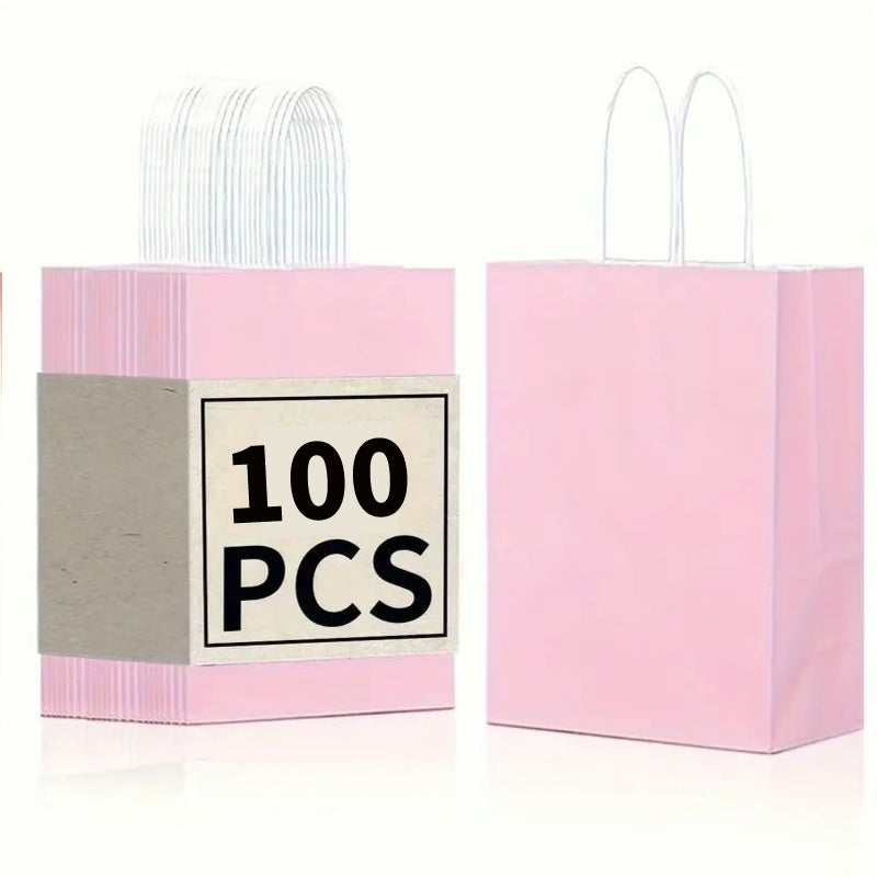 8/12/25/50pcs, Peach Pink Cute And Lively Handheld Paper Bags Gift Bags, Birthday Party Gift Bags, Wedding Gift Bags, Bride's Gift Giving Meeting, Suitable For Various Festival Party Celebrations, Small Business Supplies, Shopping Bag, Party Gift Bag