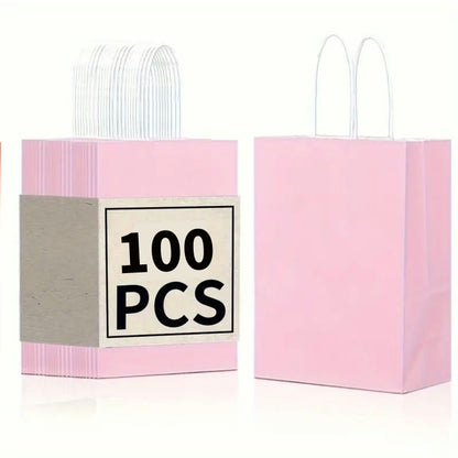 8/12/25/50pcs, Peach Pink Cute And Lively Handheld Paper Bags Gift Bags, Birthday Party Gift Bags, Wedding Gift Bags, Bride's Gift Giving Meeting, Suitable For Various Festival Party Celebrations, Small Business Supplies, Shopping Bag, Party Gift Bag