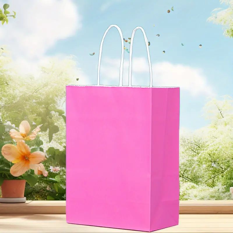 8/12/25/50/100pcs, Valentine's Day Gift Bags, Wedding Gift Bags, Fashionable And Vibrant Pink, Made Of Kraft Paper With Handles, 6.3*3.15*8.26 Inches, Suitable For Wedding And Birthday Gift Bags, And More Suitable For Various Holiday Party Gift Bags