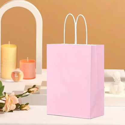 8/12/25/50pcs, Peach Pink Cute And Lively Handheld Paper Bags Gift Bags, Birthday Party Gift Bags, Wedding Gift Bags, Bride's Gift Giving Meeting, Suitable For Various Festival Party Celebrations, Small Business Supplies, Shopping Bag, Party Gift Bag