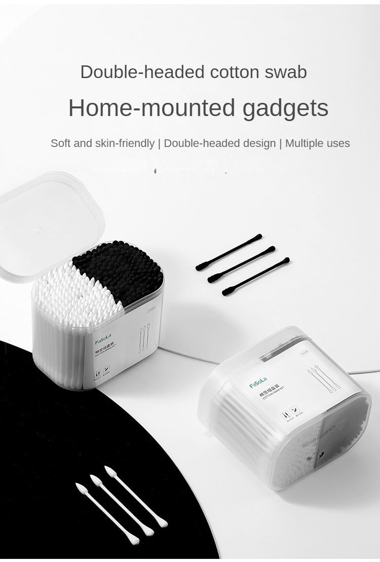 300pcs Natural Cotton Swabs With Storage Box - Perfect for Makeup & Ear Care!